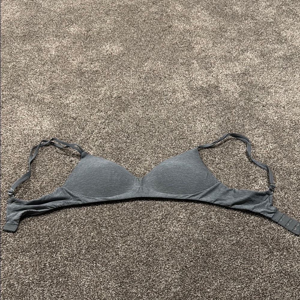 Gray Wireless Bra with Molded Cups and Adjustable Straps